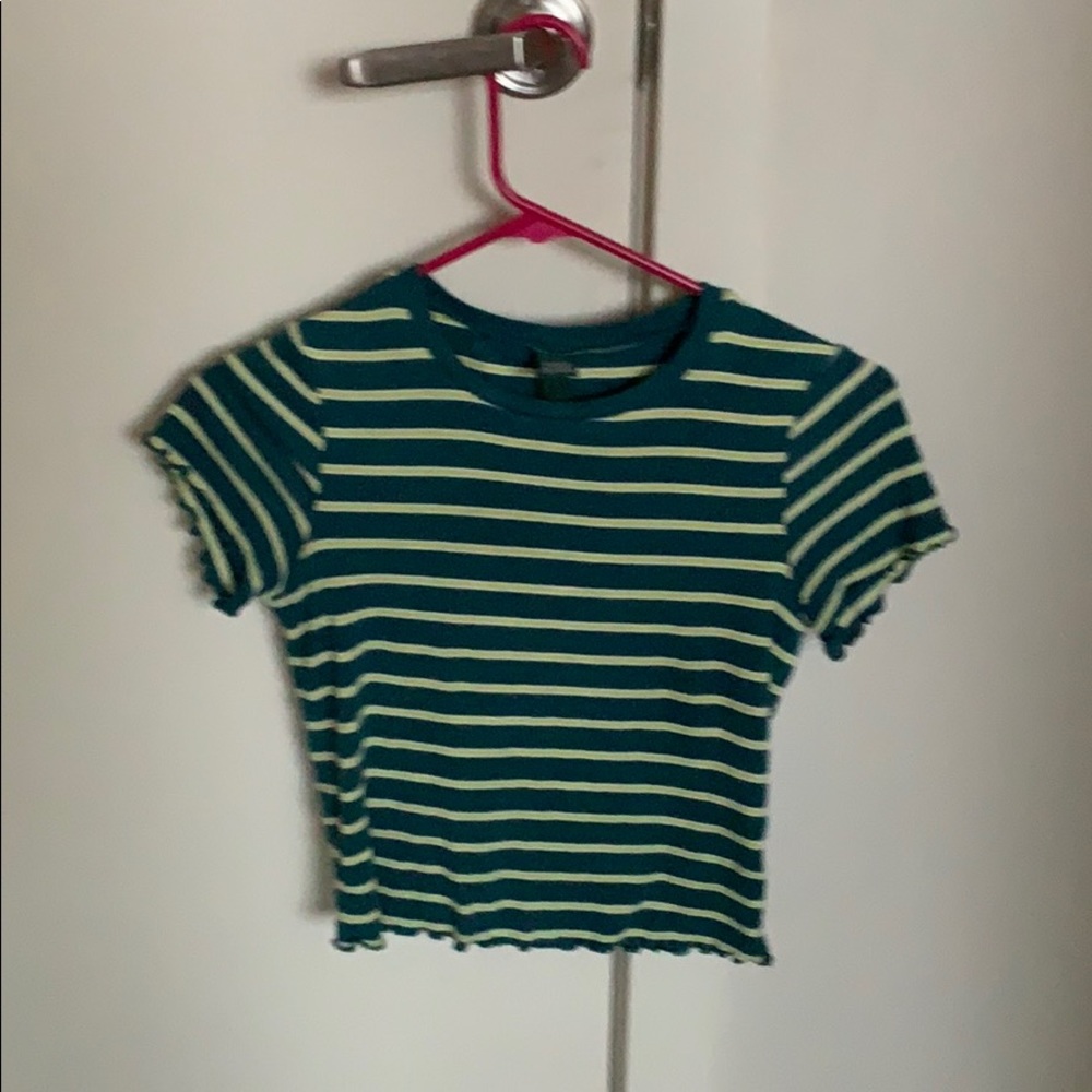 Green and Yellow Striped Tee